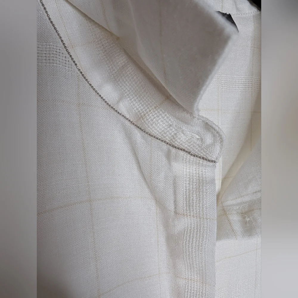 Lafayette 148 New York Ramie Button-Down Blouse | Size L ✨ - Picture 5 of 7